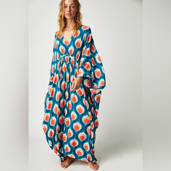 Free People Blue and Orange Maxi Dress - Picture 3 of 9